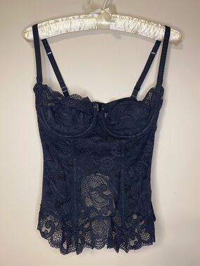 Vintage Victoria's Secret Black Lace Corset Bustier